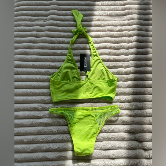 Icon swim 2 piece bikini. Neon green netted swimsuit. NWT. I - Picture 1 of 3